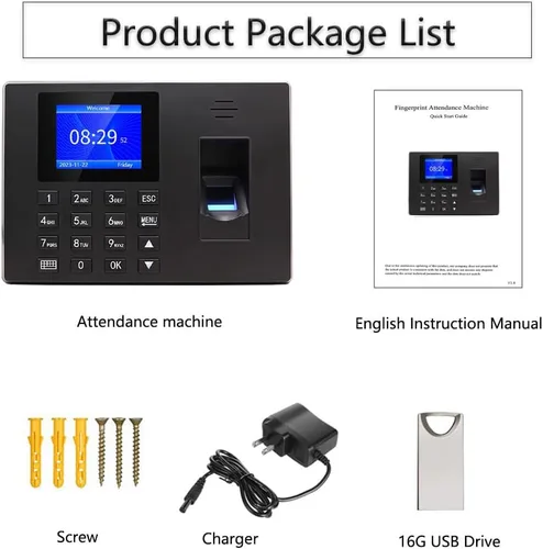 Vista 8 de MIKONIYA Reloj de tiempo, máquina de asistencia con huella dactilar, relojes de tiempo para empleados pequeños negocios, perforación de contraseña