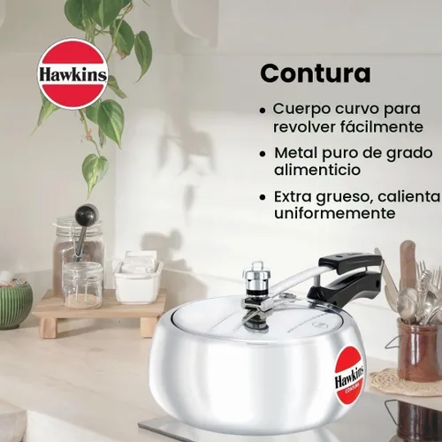 Vista 2 de Hawkins Olla a presión Contura de 3,5 litros, cocina de tapa interior Handi, plata (HC35)