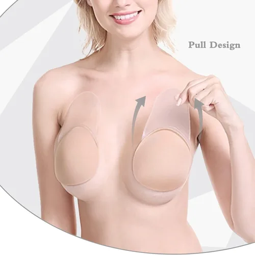 Vista 3 de FULNEW Backless Strapless Sticky Bra Push Up Adhesive Bra, Reusable Invisible Lifting Bra Breast Lift Nippleless Covers