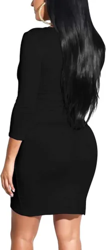 Vista 2 de LAGSHIAN Women's Sexy Bodycon 34 Sleeve V Neck Cross Wrap Mini Club Dress