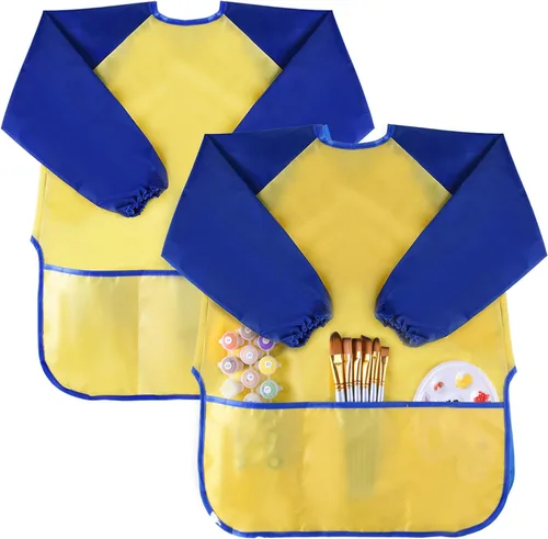 Vista 11 de KUUQA Delantal para Arte Impermeable para Niños, Delantales de Arte para Niños, Suministros para Pintar (Pinturas y pinceles no incluidos)