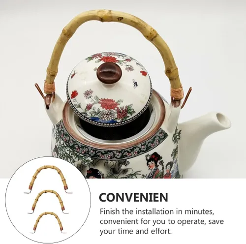 Vista 8 de Angoily Juego de 3 manijas decorativas de estilo japonés para tetera, accesorios de olla de fácil instalación para teteras de cerámica, preparación