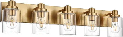 Vista 12 de Lámpara de tocador de baño de 3 luces de níquel cepillado, accesorios de iluminación sobre espejo con pantalla de vidrio transparente, modernos