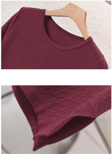 Vista 3 de Suéteres de manga corta para mujer, de verano, delgados, de algodón, cuello redondo, ligero, Pointelle