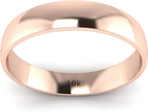 Vista 2 de LANDA JEWEL Anillo de boda unisex de oro macizo de 10 quilates, blanco, rosado y amarillo de 4 mm, cómodo, tradicional, altamente pulido, banda lisa