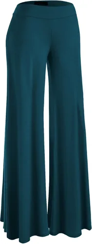 Vista 77 de Made By Johnny Pantalones palazzo elásticos de pierna ancha para mujer, lisos, casuales, cómodos