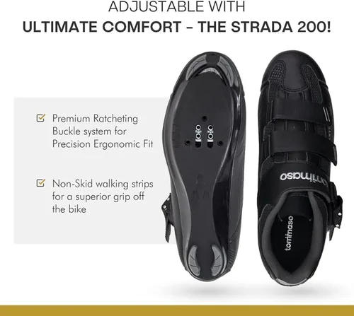 Vista 6 de Tommaso Strada Ready to Ride - Zapatos de ciclismo para hombre con aspecto Delta o SPD preinstalados, zapatos de bicicleta optimizados para hombres