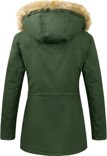 Vista 3 de Uoiuxc - Abrigo de invierno para mujer, chaqueta gruesa e inflada con capucha forrada de pelo sintético
