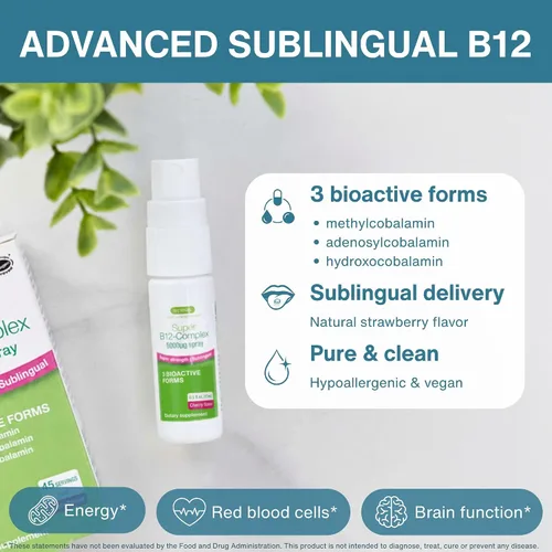 Vista 2 de Igennus Complejo Triple de Vitamina B12 5000mcg, Spray Sublingual Líquido, 45 Porciones, Metilcobalamina Metilada, Adenosilcobalamina e