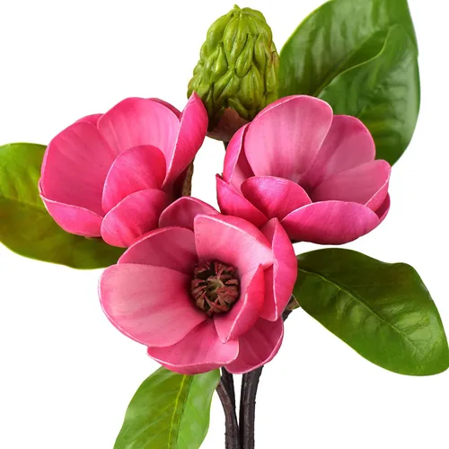 Vista 8 de FiveSeasonStuff Arreglo de flores artificiales de magnolia rosa polvoriento, con 4 tallos, ramo de damas de honor de boda, despedidas de soltera
