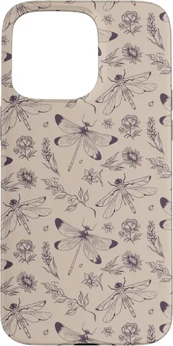 Vista 31 de Vintage Dragonfly Tan Sand Beige Wildflower Floral Flower Case for iPhone 16