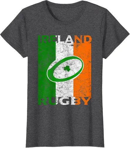 Vista 6 de Camiseta de rugby irlandés con la bandera de Irlanda, regalo vintage Negro