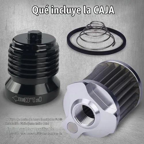 Vista 6 de PC Racing PCS4C, flitro de aceite Flo de aluminio bruñido, acero inoxidable
