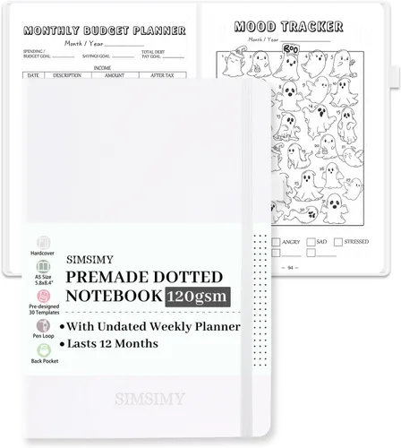 Vista 12 de Cuaderno de Diario Punteado Prefabricado con Plantillas de Viñetas, Diario de Puntillado en Rejilla de Puntos Prefabricado con Planificador Semanal