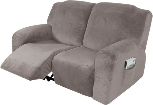Vista 40 de vctops Fundas reclinables de felpa de terciopelo de lujo, 4 piezas, fundas elásticas y suaves para sofá, protector antideslizante de muebles