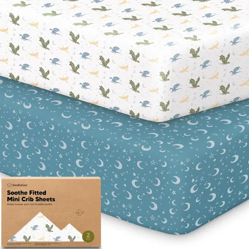 Vista 18 de 2 paquetes de sábanas ajustadas para mini cuna - 38x26 sábanas Pack N Play para colchón Pack and Play, algodón orgánico, ropa de cama transpirable