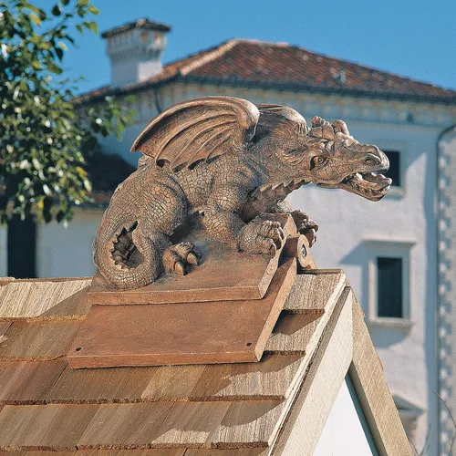 Vista 5 de Design Toscano NG30667 Apex, la cresta escultural del techo del dragón alado, Terra Cotta