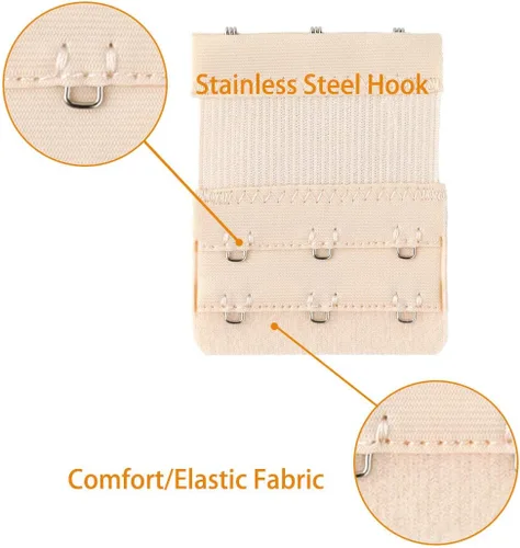 Vista 4 de Allegra K Women 2Pcs Strechy Bra Extenders, 2x22x32x4 Hooks Elastic Back Bra Extension Strap Bra Band