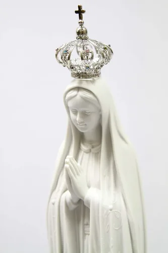 Vista 9 de Vittoria Collection 28 pulgadas Nuestra Señora de Fátima con corona de metal joya Virgen María estatua italiana escultura hecha en Italia
