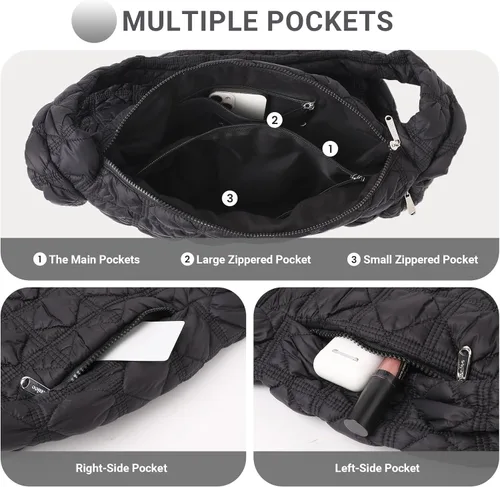 Vista 3 de Bolsas cruzadas acolchadas para mujer, bolsa de mano inflada, bolsa de mano con burbujas, bolso grande