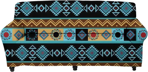Vista 40 de Forchrinse Funda de sofá con estampado navajo africano para sofá de 1 cojín, funda elástica para sofá, protector de muebles para casa rural, hogar