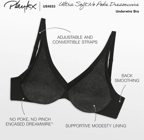 Vista 5 de PLAYTEX Dreamwire - Brasier de encaje suave sin pinchazos para mujer, soporte de 4 vías