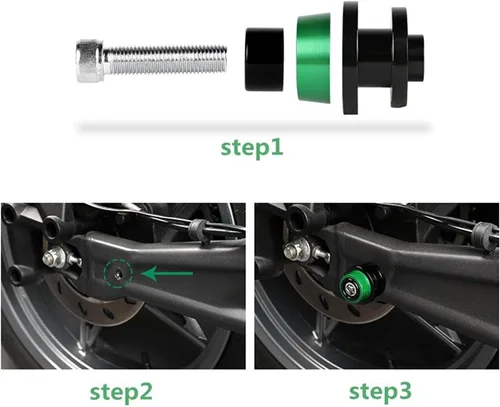 Vista 4 de Tornillo de soporte de aluminio CNC de 0.315 in para motocicleta Swingarm Slider Carretes para Suzuki TU250X 2009-2017 2016 2015 2014 2013 2012 Negro