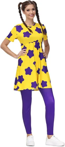 Vista 2 de Maisolly Vestido de disfraz de Halloween de manga corta para mujer con leggings