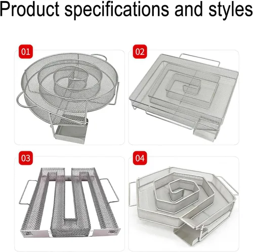Vista 2 de Naysku Generador de humo frío, bandeja para ahumar pellets, ahumador de laberinto para frío, herramientas de cocina de parrilla de acero inoxidable