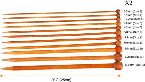 Vista 2 de Juego de agujas de tejer de bambú con estuche para principiantes de madera