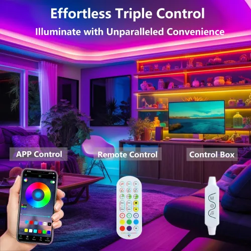 Vista 7 de WS2812b - Tira LED direccionable individualmente de 16.4 pies, 30 píxeles/m, retroiluminación para TV, aplicación Bluetooth, control remoto