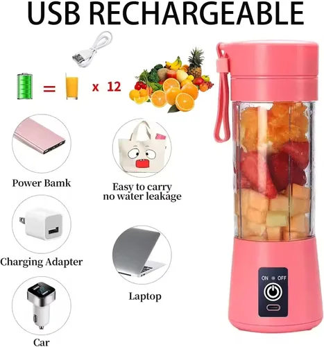 Vista 5 de Licuadora portátil, licuadora personal portátil, licuadora portátil USB para batidos con 6 cuchillas ultra afiladas, licuadoras portátiles