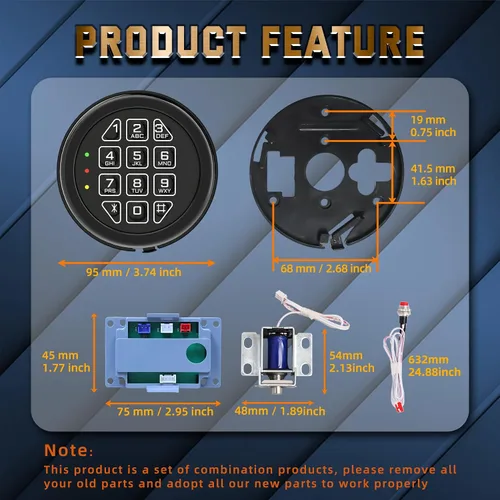 Vista 4 de Teclado electrónico del reemplazo de la cerradura segura del arma con la cerradura del solenoide - negro Gun Safe Lock with Programmable