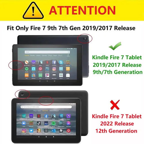 Vista 2 de Funda para tablet Kindle Fire 7 (9ª/7ª generación, versión 2019/2017), diseño de palomas con frase inspiradora «Be a Flamingo in a Flock», funda