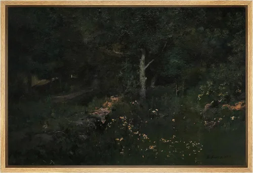 Vista 18 de SIGNFORD Lienzo enmarcado para pared, pinos sepia, bosques, bosques, naturaleza, ilustraciones de área silvestre, arte digital, arte moderno