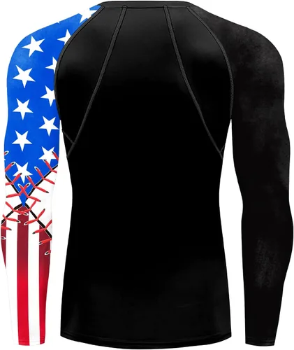 Vista 3 de color cosplayer Camiseta de compresión de manga larga para hombre, protección solar UPF 50+