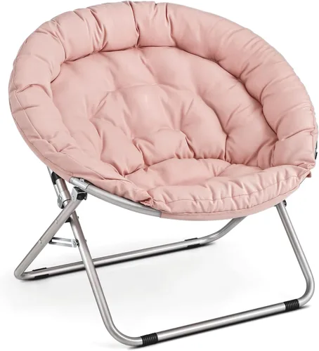 Vista 23 de Cómoda silla con platillo, silla de sala de estar, silla plegable acolchada suave de piel sintética, silla de luna cómoda para sala de estar