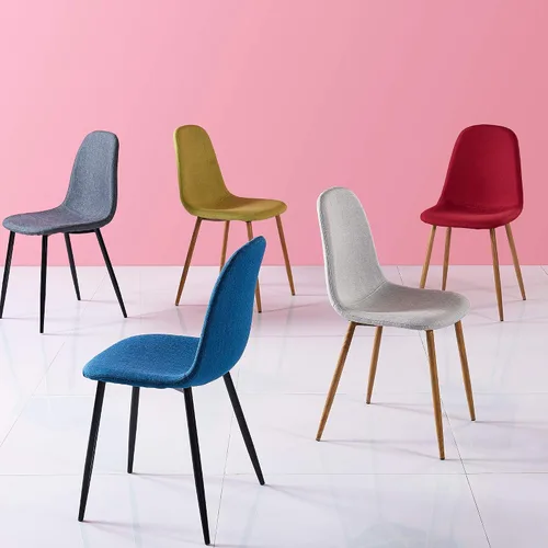 Vista 4 de Teamson Home Minimalista - Asiento de silla de tela con acabado negro para cocina, comedor, sala de estar, lectura, dormitorio, oficina, juego de 2