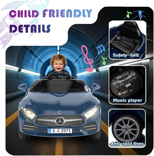 Vista 4 de Vehículo de paseo con licencia Mercedes-Benz CLS 350 de 12 V para niños, camión para montar con control de padres, suspensión de resorte, ruedas