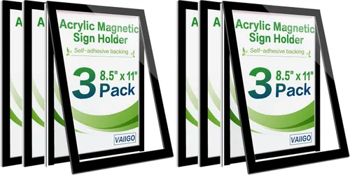 Vista 18 de Soporte para Letrero de Pared de 8.5" x 11" de Acrílico, Marco de Exhibición Magnético Autoadhesivo con Cinta Nano y Borde Magnético Fuerte