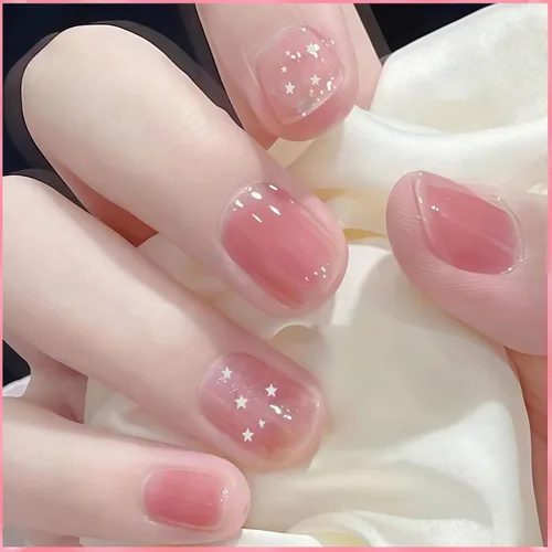 Vista 3 de Esmalte de uñas a base de agua, acabado de gelatina nude, esmalte de uñas rosa nude translúcido, no tóxico, no necesita luz UV, color natural