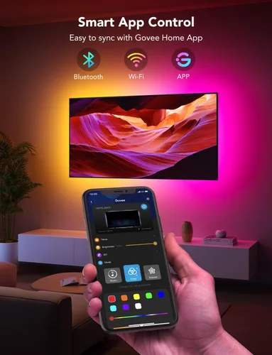 Vista 5 de Govee Tira de retroiluminación LED para TV, retroiluminación LED inteligente RGBIC para televisores de 40 a 50 pulgadas, sincronización de música