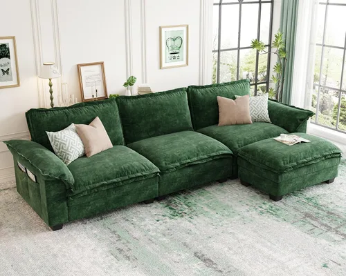 Vista 39 de KKL Sofá Seccional Modular de 89 Pulgadas, Sofá de Amor de 2 Asientos Sofá Nube con Asiento Profundo, Sofás Seccionales de Chenilla para Sala