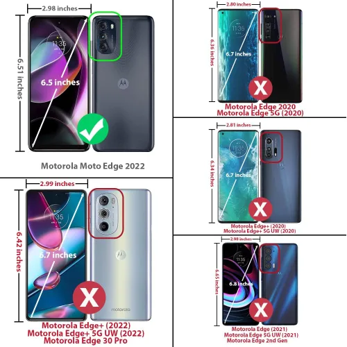 Vista 2 de TJS Funda compatible con Motorola Moto Edge 2022, con [protector de pantalla de vidrio templado] doble capa a prueba de golpes, resistente, híbrida