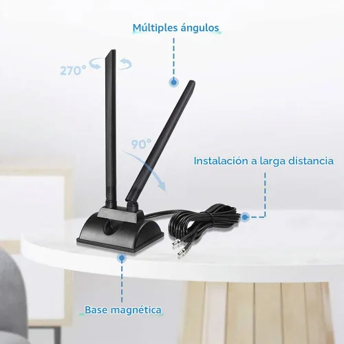 Vista 2 de Bingfu Antena 4G LTE 6dBi Base Magnética MIMO TS9 Antena compatible con Verizon AT&T T-Mobile Sprint 4G LTE Mobile Hotspot MiFi Router Celular Módem