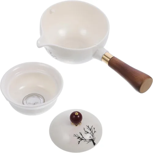 Vista 3 de KICHOUSE Tetera vintage Kung Fu tradicional patrón porcelana tetera infusor hojas sueltas ideal para fiestas de oficina en casa