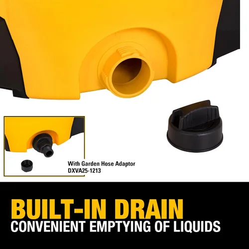 Vista 7 de DEWALT DXV14P Aspiradora para tienda en húmedo y seco de 14 galones, aspiradora en húmedo y seco de 6 HP con 110 CFM de potente succión, amarilla