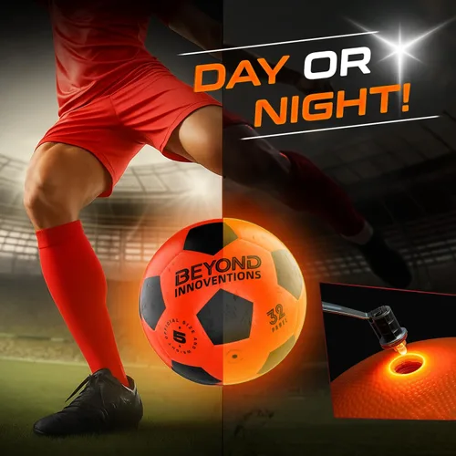 Vista 7 de Balón de fútbol iluminado, regalos de fútbol para niños y niñas de 8 a 15 años de edad, que brilla en la oscuridad, talla 5 Ideas geniales