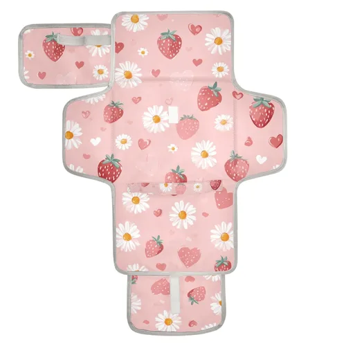 Vista 51 de Cambiador de pañales portátil con estampado de vaca beige y negro, impermeable, plegable, tapete cambiador de pañales de viaje para bebés, regalos