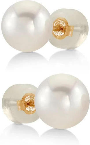 Vista 11 de The Pearl Source Real White Freshwater Pearl Stud Earrings for Women, AAA Grade Genuine Cultured Freshwater Pearls, Natural Pearl Jewelry, Classic